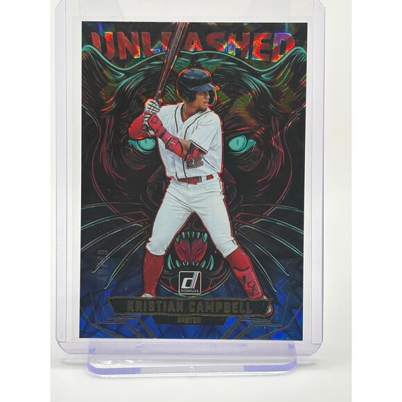 2025 Panini Donruss Kristian Campbell Unleashed Blue Refractor 10/49 SP Red Sox - Picture 1 of 2